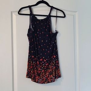 Floral print tie tank top